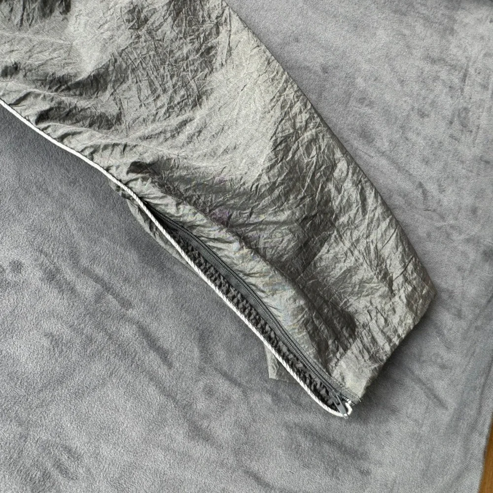 Vintage Grey Crinkle Nylon Track Pants Ankle Zip Joggers Small RN 94997